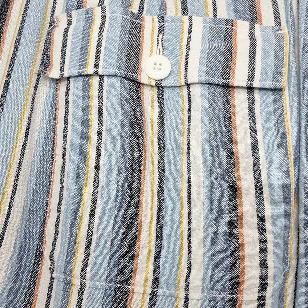 Lane Bryant Blue Multi Coastal Boho Linen Blend High Rise Shorts Size 22/24